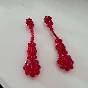 Simone Rocha red crystal earrings